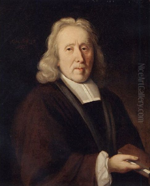 Portrait Of A Cleric Holding A Book, Aged 78 Oil Painting by Jacob Oost The Younger