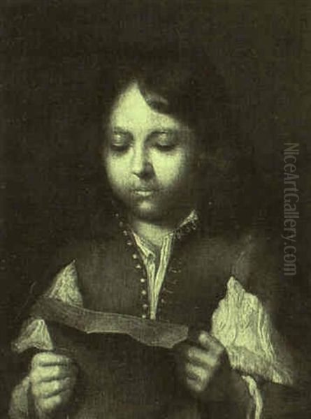 Young Boy Reading A Letter Oil Painting by Jacob Oost The Younger