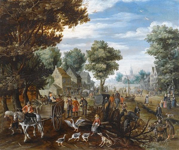 Dorfszene Oil Painting by Isaac Van Oosten