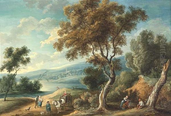 Flusslandschaft Mit Bauernvolk Oil Painting by Isaac Van Oosten