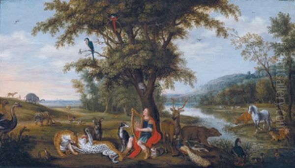 Landschaft Mit Orpheus Unter Den Tieren by Isaac Van Oosten