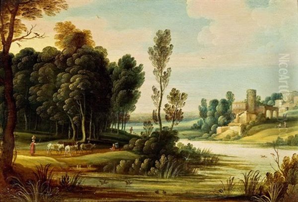 Flusslandschaft Mit Schilf Oil Painting by Isaac Van Oosten