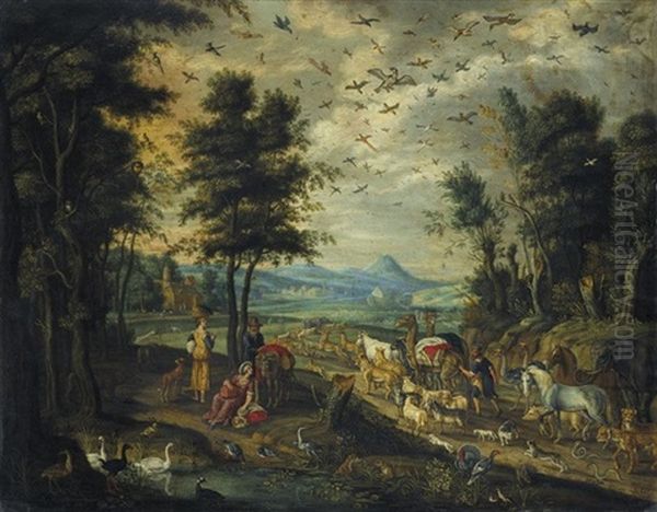 Noah Leading The Animals To The Ark by Isaac Van Oosten