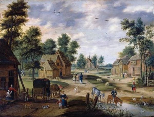 A Pastoral Landscape With A Farm Oil Painting by Isaac Van Oosten