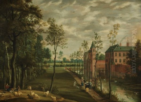 Landliche Szenerie Mit Flamischem Schloss Oil Painting by Isaac Van Oosten