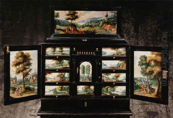 Cabinet Flamand Oil Painting by Isaac Van Oosten