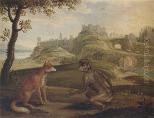 The Fox And The Monkey Oil Painting by Isaac Van Oosten