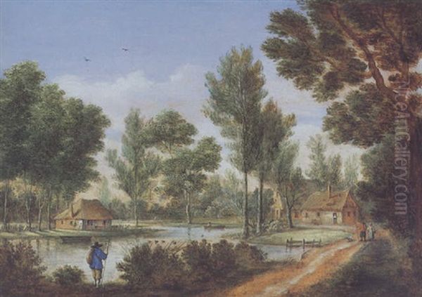 Bewaldete Flusslandschaft Mit Figuren Oil Painting by Isaac Van Oosten