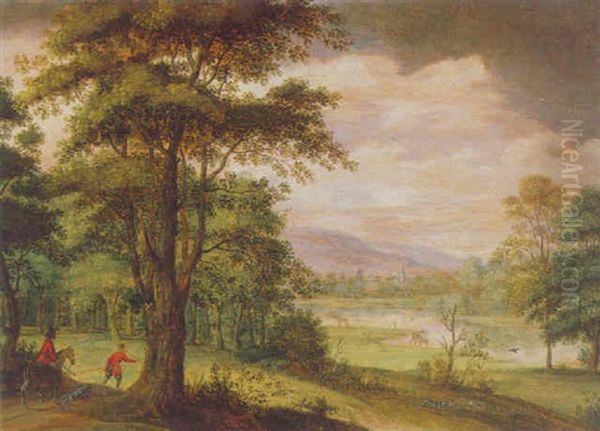 Paysage Aux Chasseurs Oil Painting by Isaac Van Oosten