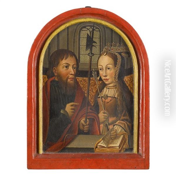 Double Portrait: Ursula Van Egmont And Otto Van Egmont Of Delft Oil Painting by Jacob Cornelisz Van Oostsanen