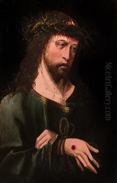 Christ As The Man Of Sorrows Oil Painting by Jacob Cornelisz Van Oostsanen