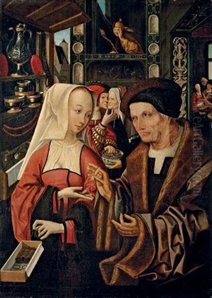 The Ill-matched Lovers Oil Painting by Jacob Cornelisz Van Oostsanen