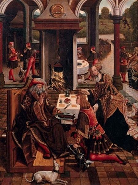 Jacob And Esau Oil Painting by Jacob Cornelisz Van Oostsanen