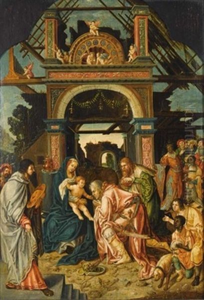 The Adoration Of The Magi Oil Painting by Jacob Cornelisz Van Oostsanen