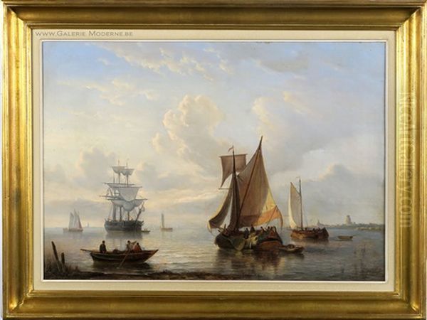 Bateaux De Peche Oil Painting by George Willem Opdenhoff