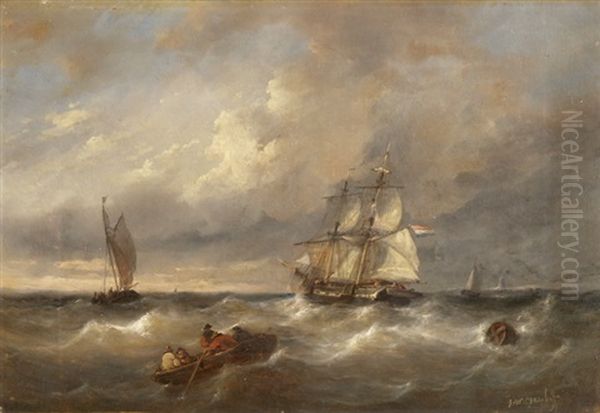 Marine Oil Painting by George Willem Opdenhoff