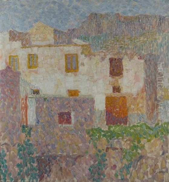 Alley In Positano Oil Painting by Walter Ophey