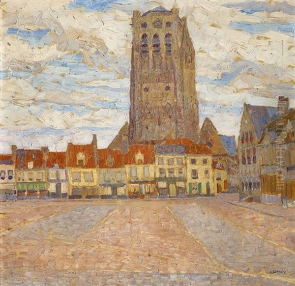 Markt In Furnes Oil Painting by Walter Ophey