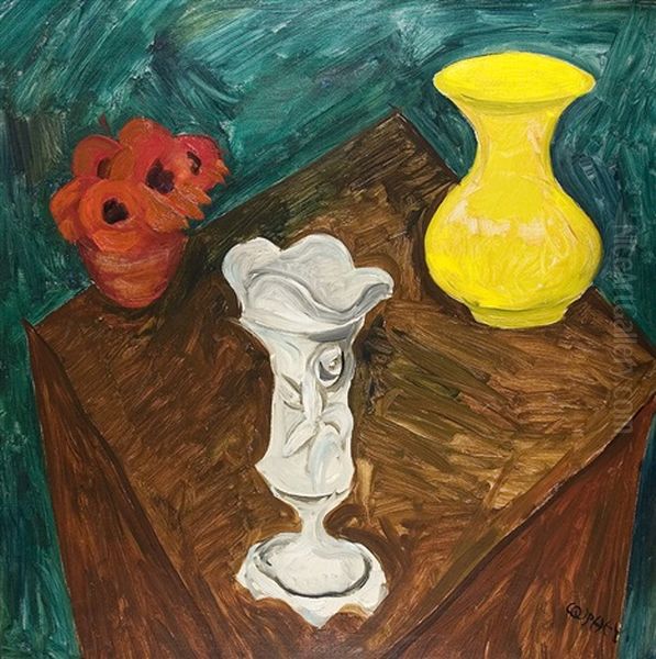 Still Life With Yellow Vase Oil Painting by Walter Ophey