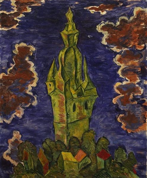 Turm In Brilon Oil Painting by Walter Ophey