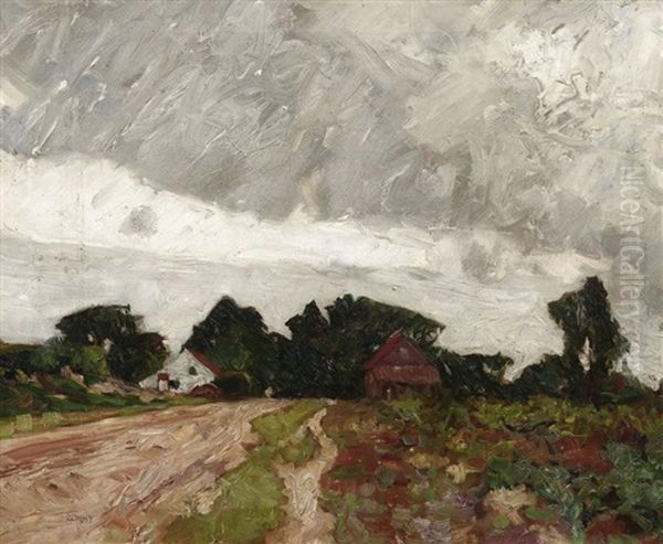 Dorfliche Landschaft Bei Niederkassel Oil Painting by Walter Ophey