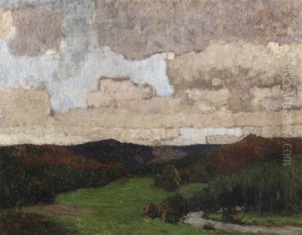 Herbstlandschaft Mit Wolkenverhangenem Himmel Oil Painting by Walter Ophey