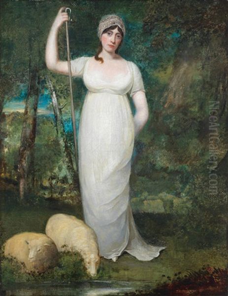 Portrait Of Miss Talbot As Lavinia, Full-length, In A Landscape With Sheep Oil Painting by John Opie