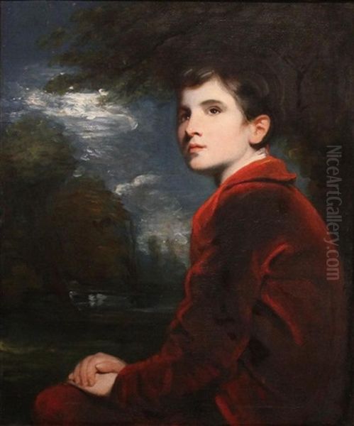 Portrait Of A Young Gentleman, A Moonlit Landscape Beyond Oil Painting by John Opie