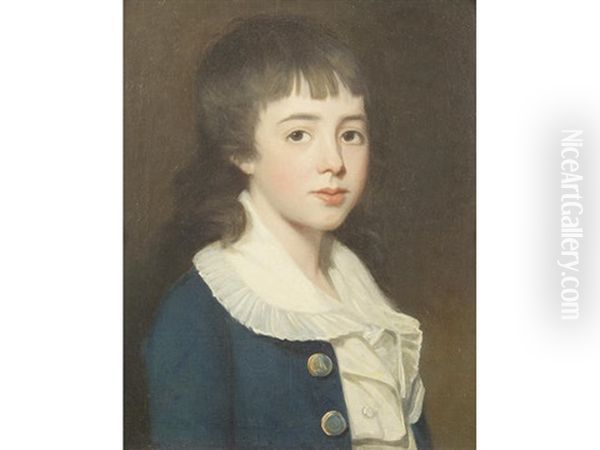 Portrait Of A Boy, Traditionally Identified As Henry West Betty, Bust-length, In A Blue Coat And White Shirt by John Opie