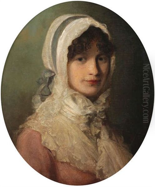 Portrait D'une Jeune Fille Avec Coiffe En Dentelle Oil Painting by John Opie