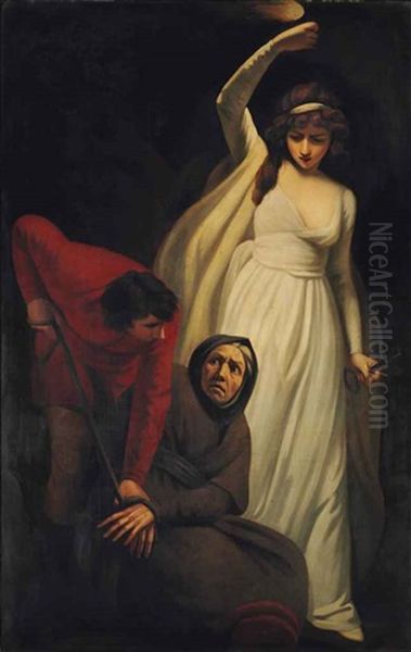 Gil Blas Binding Dame Leonarda With Cords In The Cavern Of The Banditti Oil Painting by John Opie