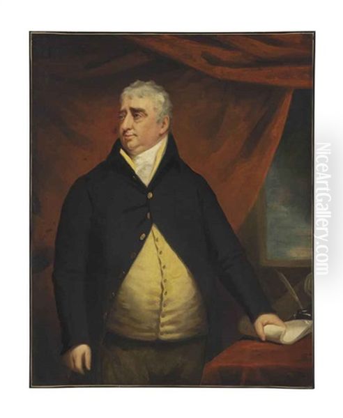 Portrait Of The Right Honourable Charles James Fox, Three-quarter-length, Standing Beside A Table Oil Painting by John Opie