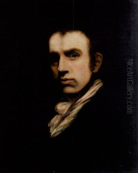 Portrait Of John Opie In A Black Coat And White Cravat Oil Painting by John Opie