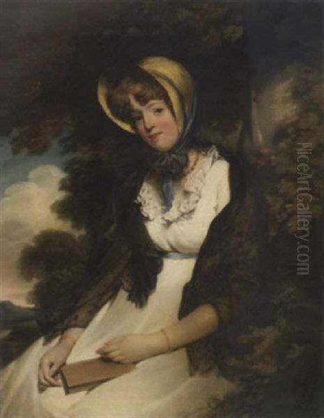 A Portrait Of A Lady In A Bonnet (miss Douglas Wilton?) Oil Painting by John Opie