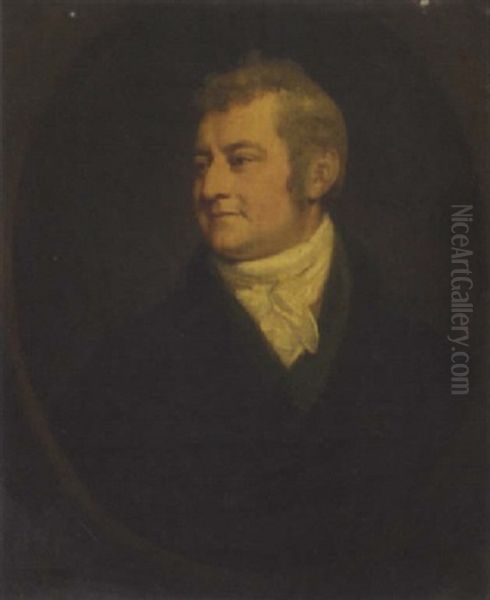 Portrait Of Dr. Sayers Of Norwich M.d., In A Black Jacket And White Cravat Oil Painting by John Opie