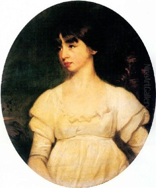 Portrait Of A Girl Wearing A White Dress Oil Painting by John Opie