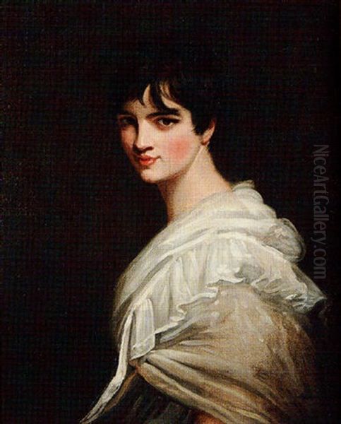 Portrait Of A Girl Wearing A White Voile Dress Oil Painting by John Opie