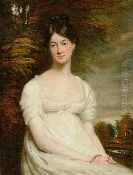 Portrait Of Mrs. Deering In A White Dress Oil Painting by John Opie