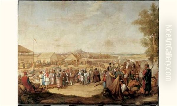 La Visite Par L'empereur Russe Nicolas I De La Foire De Nijni Novgorod Oil Painting by Georg Emanuel Opitz