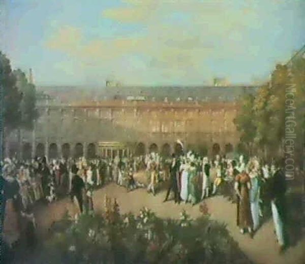 La Promenade Dans Les Jardins Du Palais Royal Oil Painting by Georg Emanuel Opitz