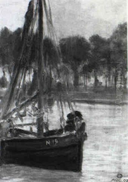 Fischerboot Oil Painting by Alfred Nathaniel Oppenheim