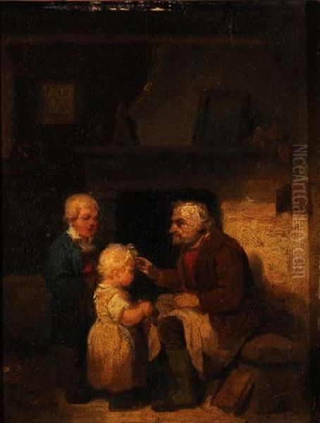 Grossvater Mit Kindern Oil Painting by Moritz Daniel Oppenheim