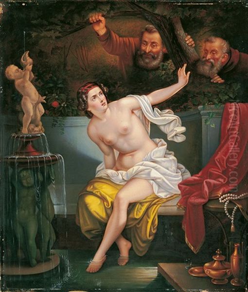 Susanna Und Die Beiden Alten Oil Painting by Moritz Daniel Oppenheim