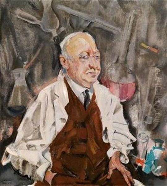 Bildnis Prof. Dr. Martin Hahn Oil Painting by Max (Mopp) Oppenheimer