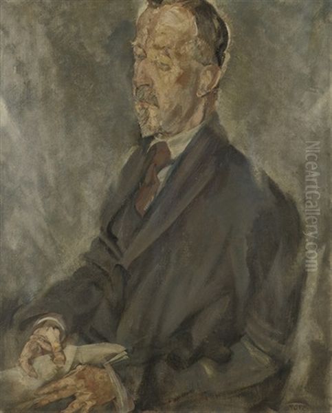 Portrait Of Heinrich Mann Oil Painting by Max (Mopp) Oppenheimer