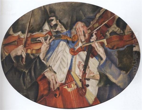 Vienna String Quartet Oil Painting by Max (Mopp) Oppenheimer