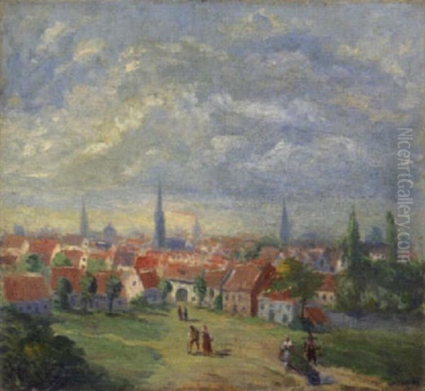 Blick Auf Eine Stadt Oil Painting by Max (Mopp) Oppenheimer