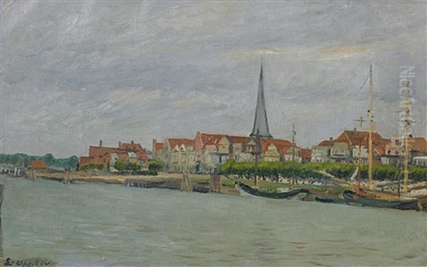 Der Alte Hafen Von Travemunde Oil Painting by Ernst Oppler