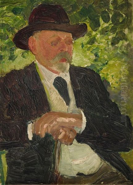 Portrait Von Theodor Oppler, Grossonkel Des Kunstlers Oil Painting by Ernst Oppler