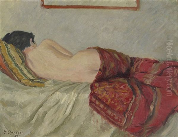 Liegender Frauenakt (ruckenansicht) Oil Painting by Ernst Oppler